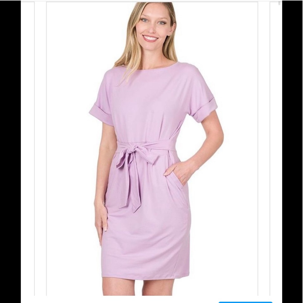 Zenana dress, can tie in front or back lavender size l xl